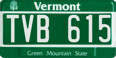 VT license plate TVB615
