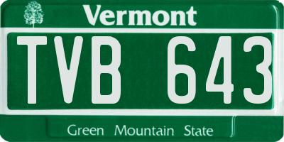 VT license plate TVB643