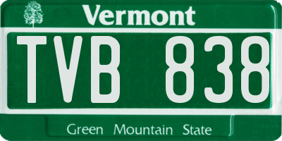 VT license plate TVB838