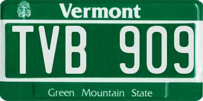 VT license plate TVB909