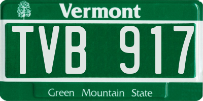 VT license plate TVB917