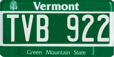 VT license plate TVB922