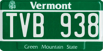VT license plate TVB938