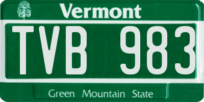 VT license plate TVB983