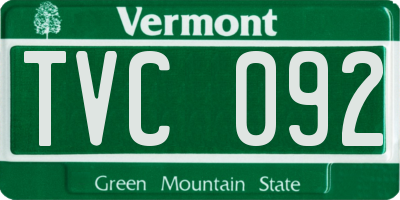 VT license plate TVC092