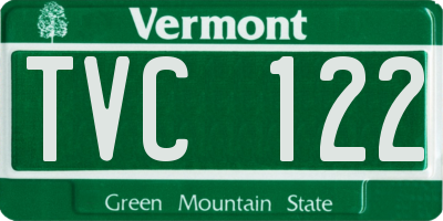 VT license plate TVC122