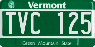 VT license plate TVC125