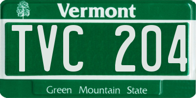 VT license plate TVC204
