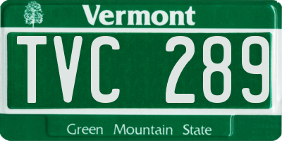 VT license plate TVC289