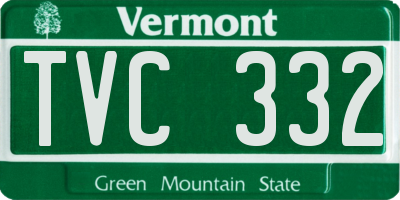 VT license plate TVC332