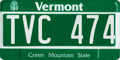 VT license plate TVC474