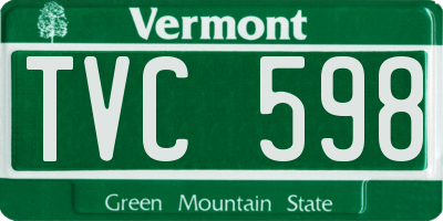 VT license plate TVC598