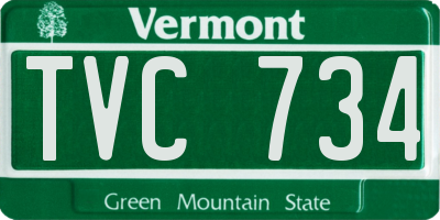 VT license plate TVC734