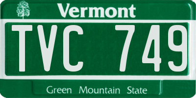 VT license plate TVC749