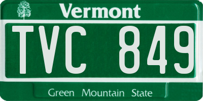 VT license plate TVC849