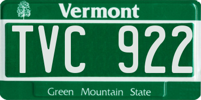 VT license plate TVC922
