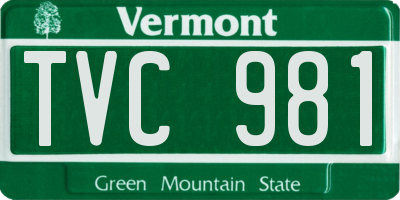 VT license plate TVC981