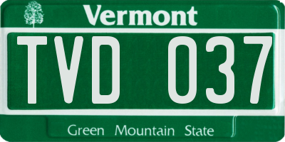 VT license plate TVD037