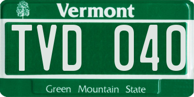 VT license plate TVD040