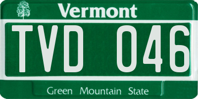 VT license plate TVD046