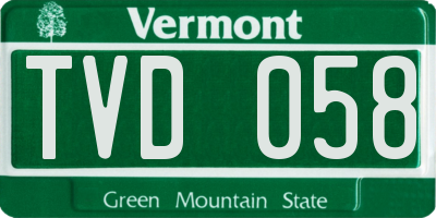 VT license plate TVD058