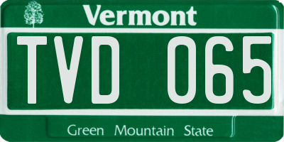 VT license plate TVD065