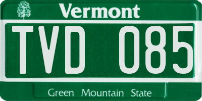VT license plate TVD085