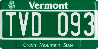 VT license plate TVD093