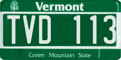 VT license plate TVD113