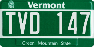 VT license plate TVD147