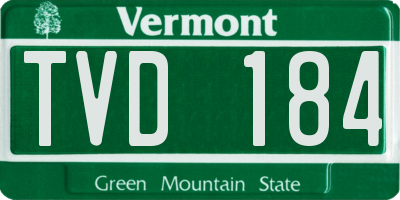 VT license plate TVD184