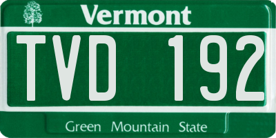VT license plate TVD192