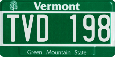 VT license plate TVD198