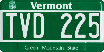 VT license plate TVD225