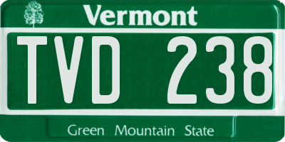 VT license plate TVD238