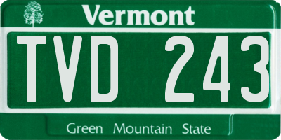 VT license plate TVD243