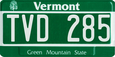 VT license plate TVD285