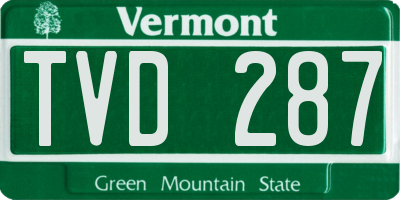 VT license plate TVD287