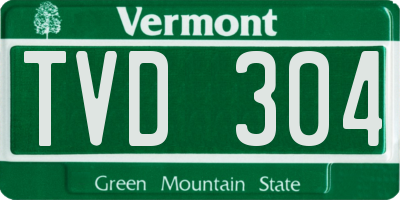 VT license plate TVD304