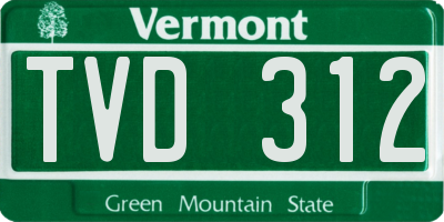VT license plate TVD312