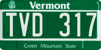 VT license plate TVD317