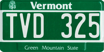 VT license plate TVD325