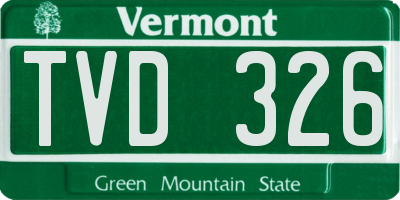 VT license plate TVD326