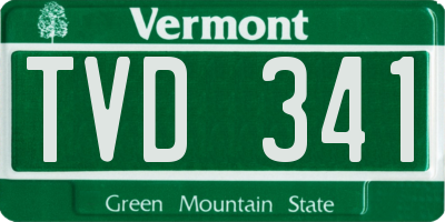 VT license plate TVD341
