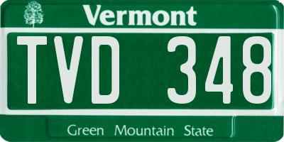 VT license plate TVD348