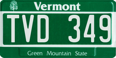 VT license plate TVD349