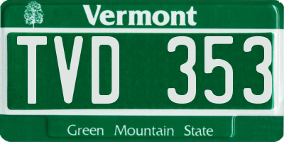 VT license plate TVD353