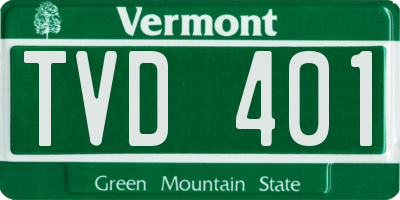VT license plate TVD401
