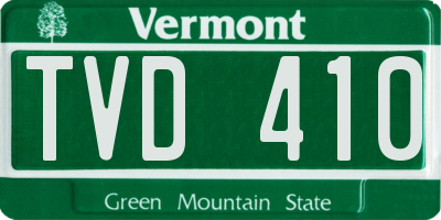 VT license plate TVD410