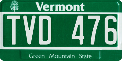 VT license plate TVD476